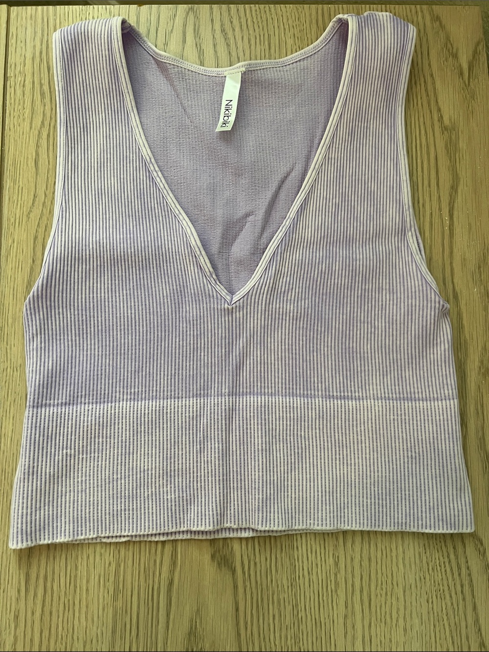 Nikibiki Lavender Ribbed V-Neck Crop Tank